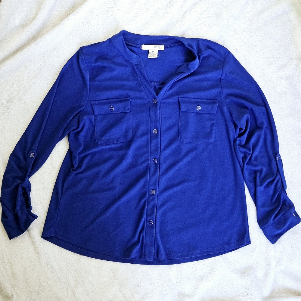 Atelier 29 - Royal Blue 3/4 cuffed sleeve shirt size PXL